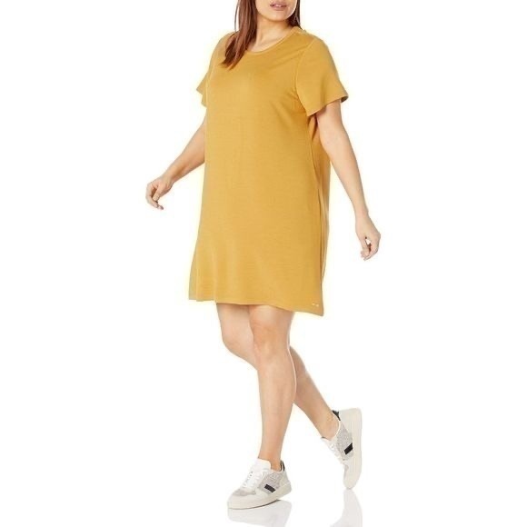 Calvin Klein Dresses & Skirts - Calvin Klein Plus Size Mustard Yellow Short Sleeve T Shirt Mini Dress